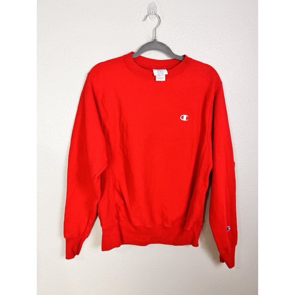 Vintage CHAMPION Reverse Weave Warm up Sweatshirt Red Cotton‎ Sz Small S